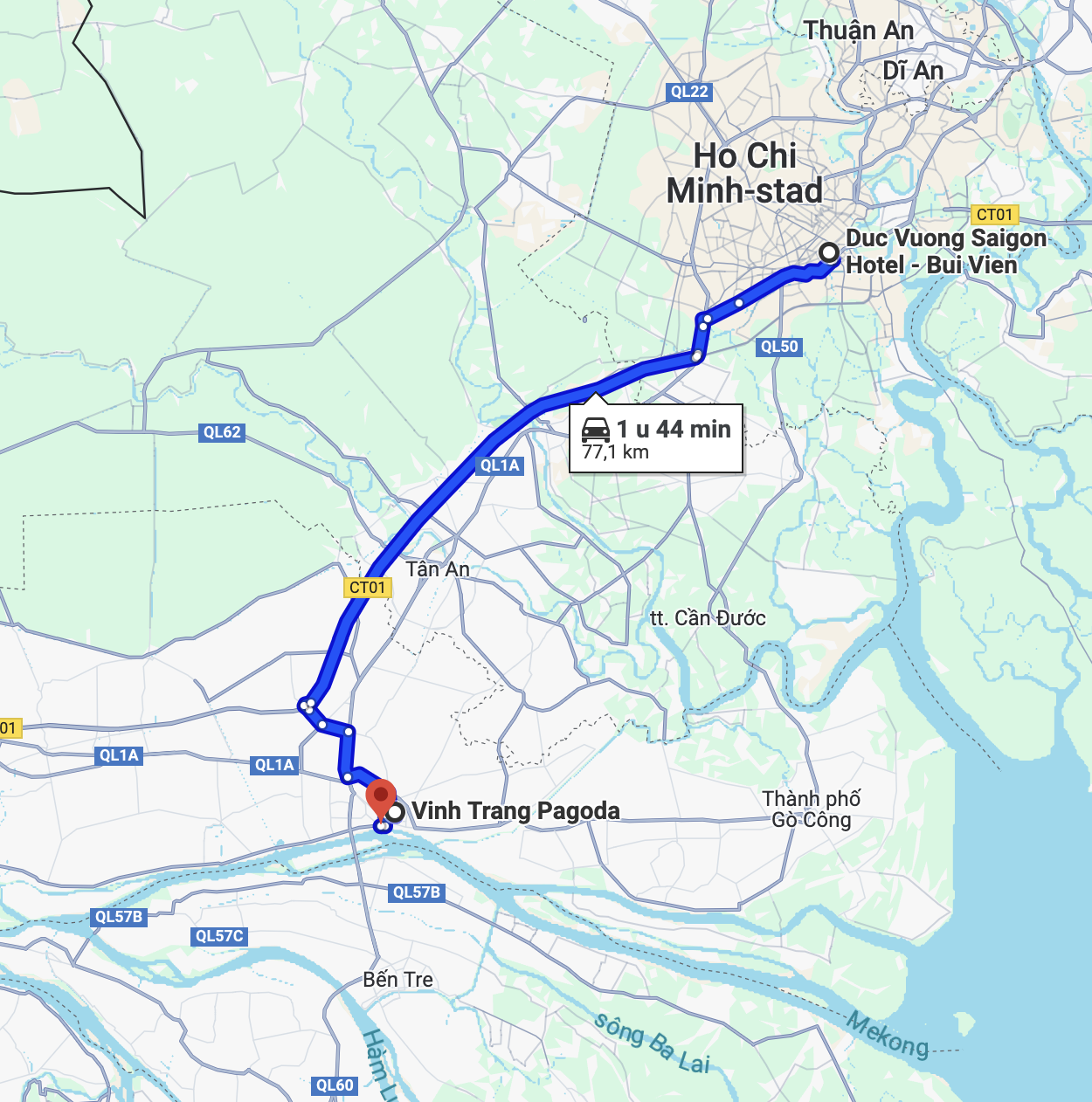 Route naar Mekongdelta 16-12-2024